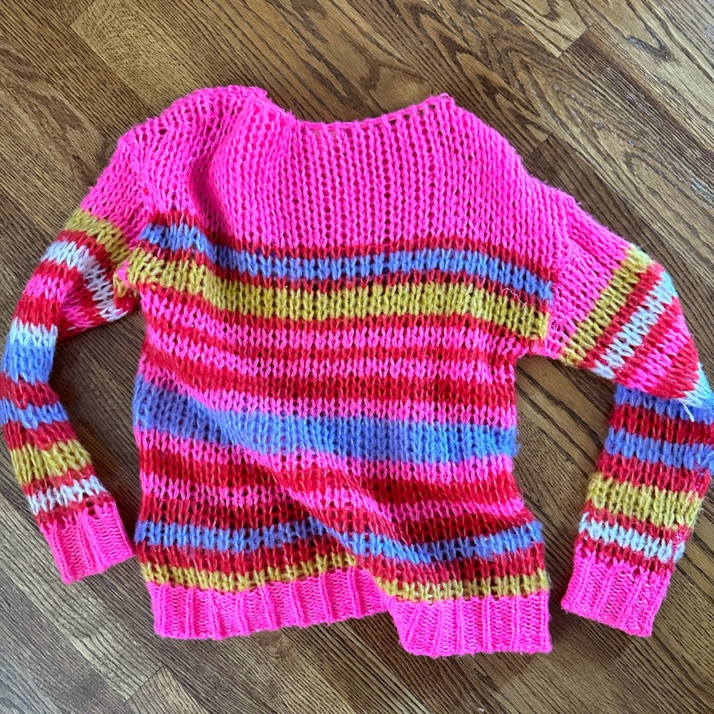 Altar’d State Vibrant Pink Open Weave Sweater